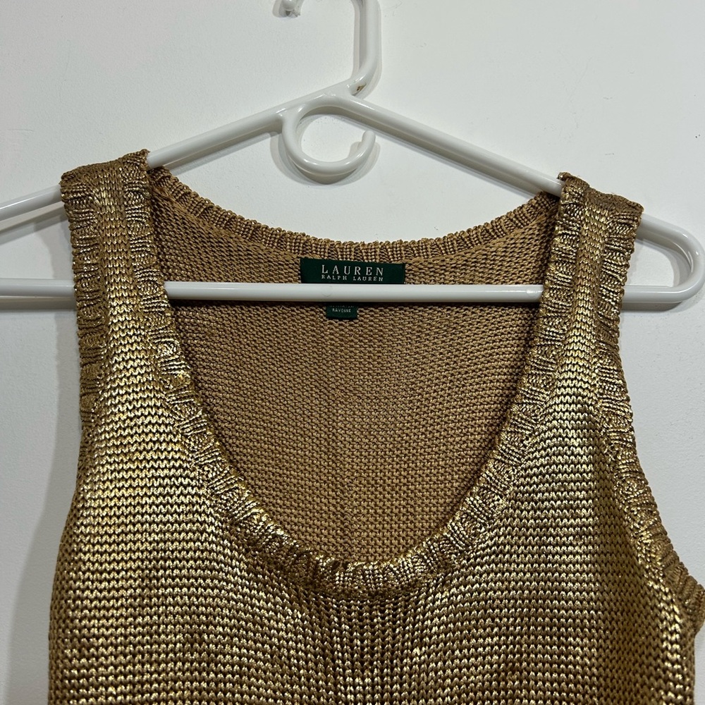 Ralph Lauren Gold Metallic Sweater Tank Women’s Size XS - Picture 5 of 5